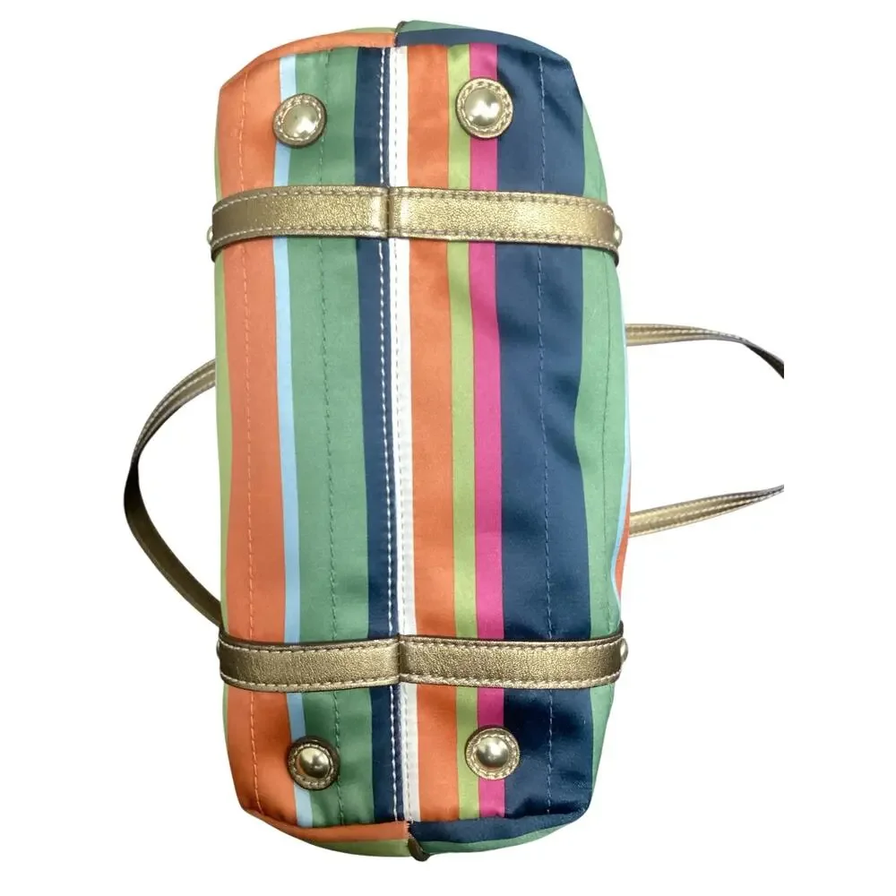 Vintage Coach Bag Women’s One Size Stripes #12421 Fabric And Leather Multicolor